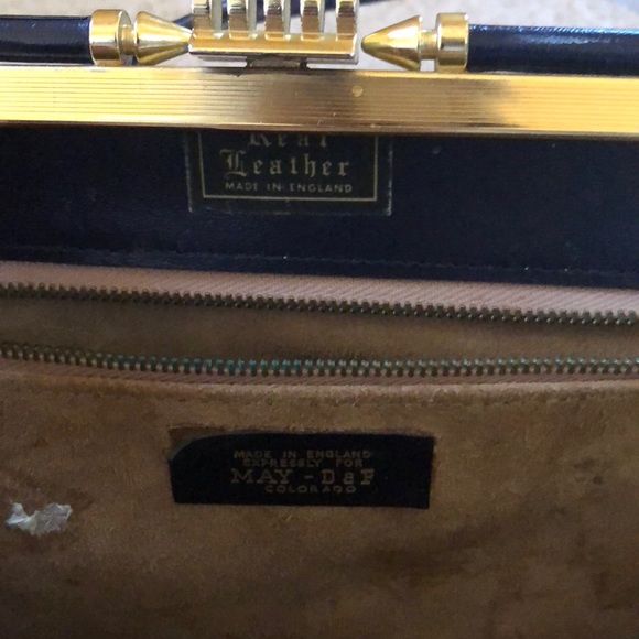 Vintage May D&F handbag navy leather - Picture 6 of 6